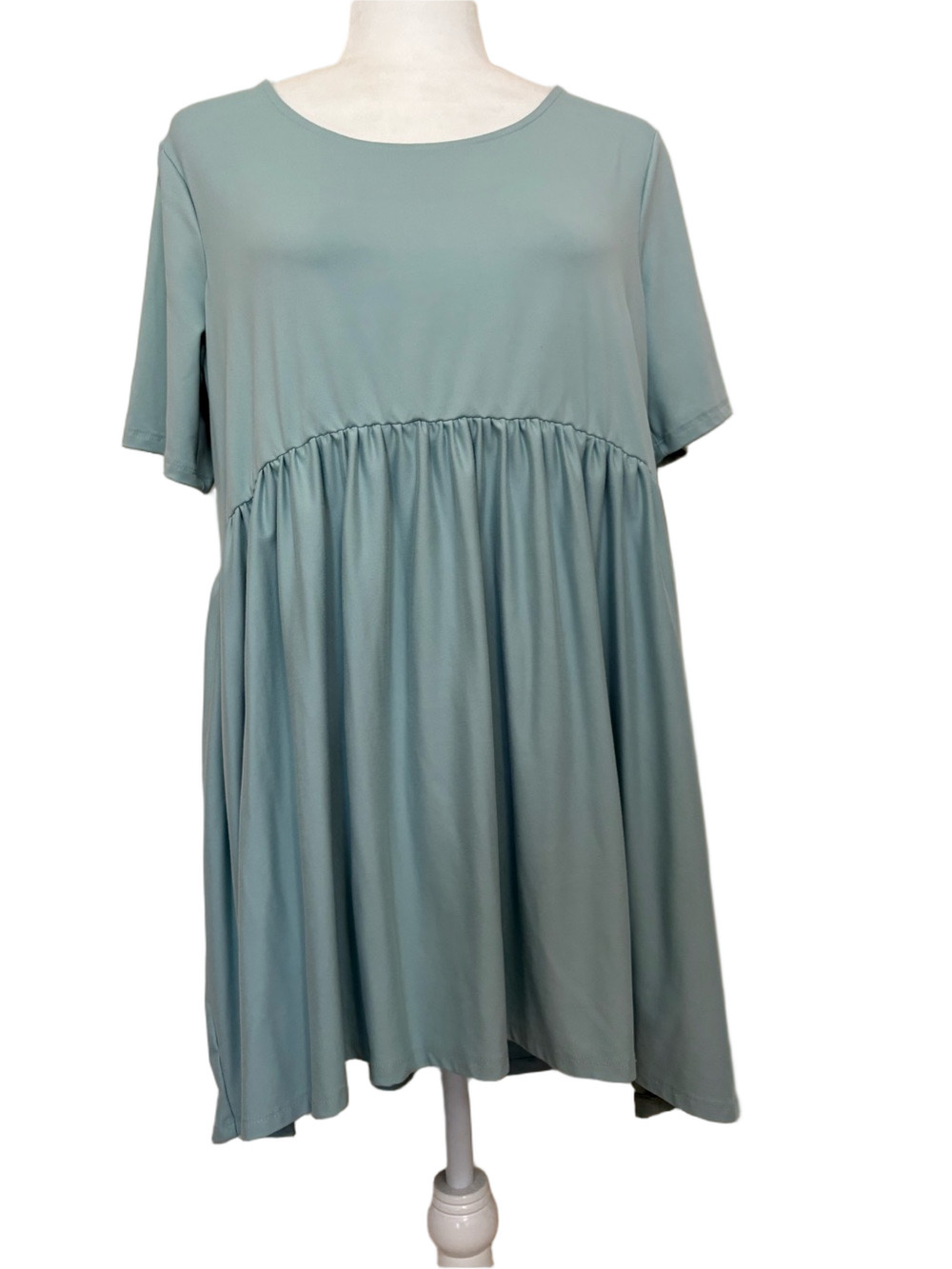 Zenana Light Sage Babydoll High-Lo Tunic with Empire Waist
